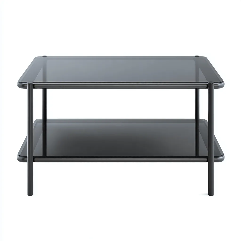 Tavolino da caffè - vetro temperato - metallo - 90x60x45 cm - nero - design moderno-Padovae