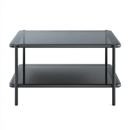 Tavolino da caffè - vetro temperato - metallo - 90x60x45 cm - nero - design moderno-Padovae