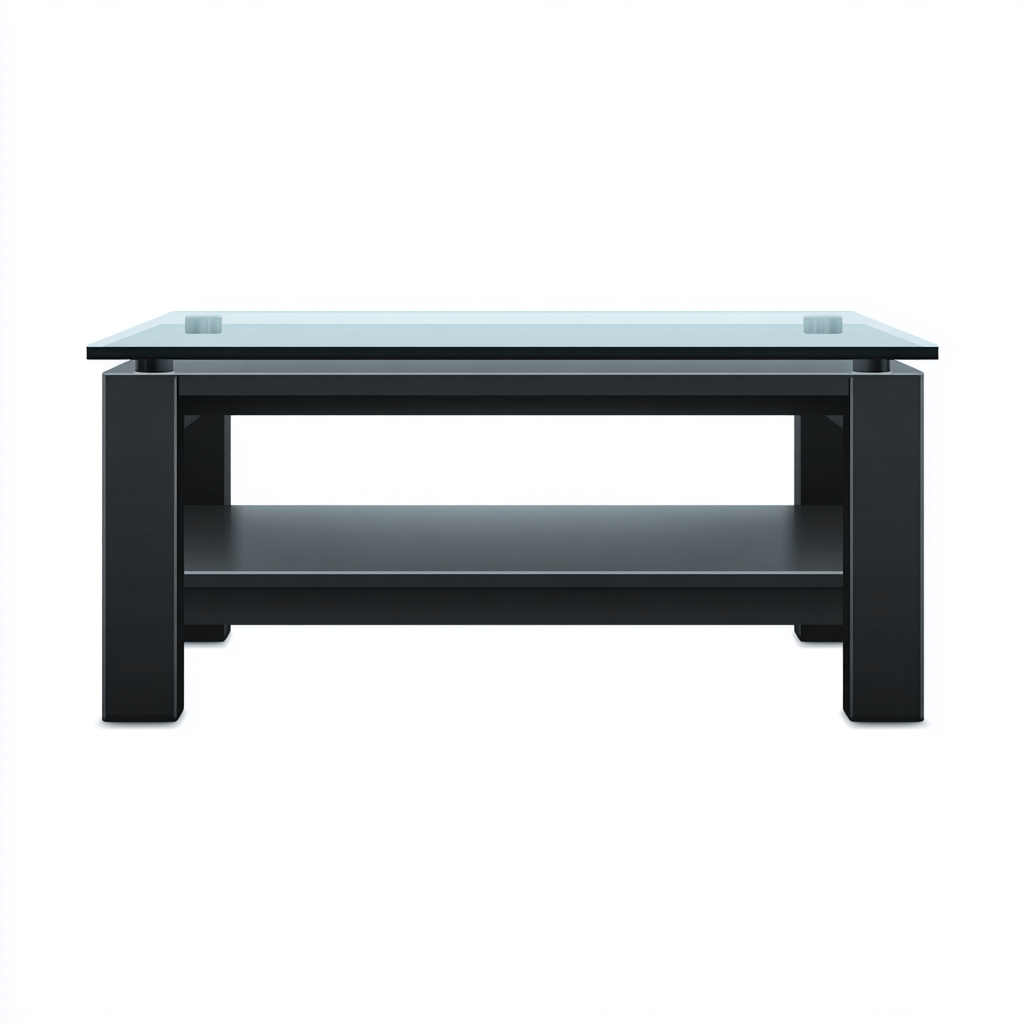 Tavolino da caffè - vetro temperato - legno - 110x60x45 cm - nero - design moderno-Padovae