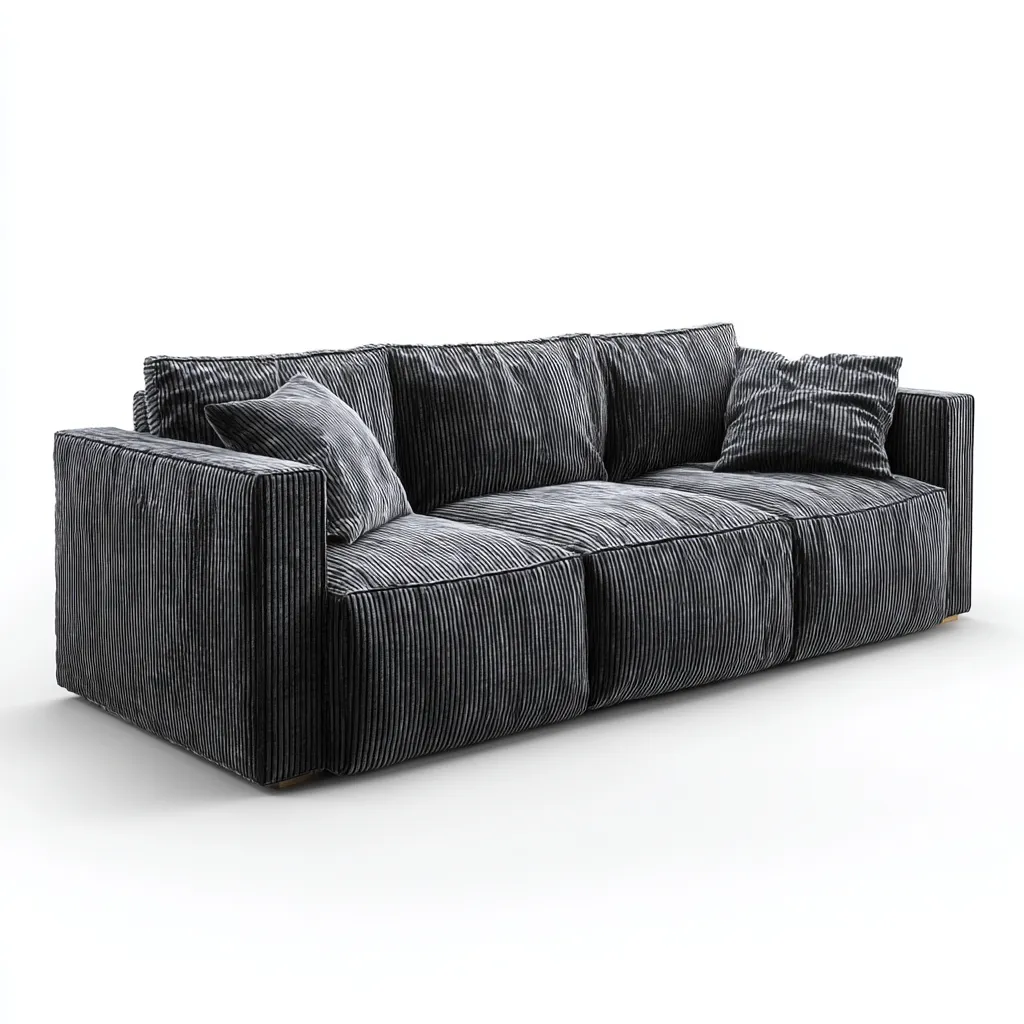 Divano lineare - rivestimento in velluto a coste 230x95x85 cm - grigio scuro - stile moderno per soggiorno-Padovae