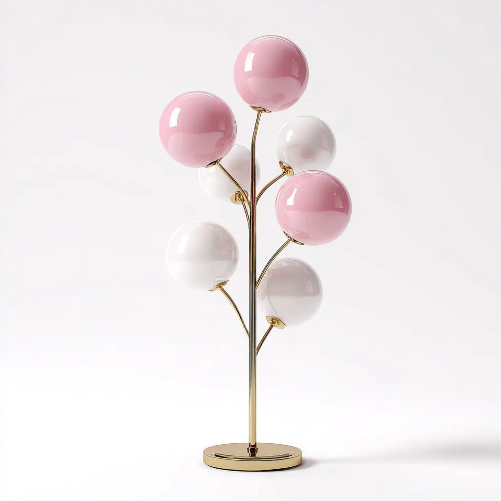 Lampada da terra in metallo e vetro 38x38x150 cm - rosa-bianco-oro - design moderno-Padovae