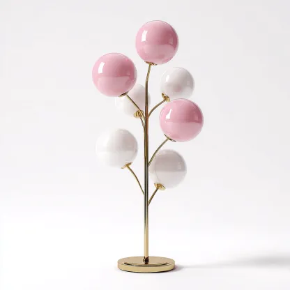 Lampada da terra in metallo e vetro 38x38x150 cm - rosa-bianco-oro - design moderno-Padovae