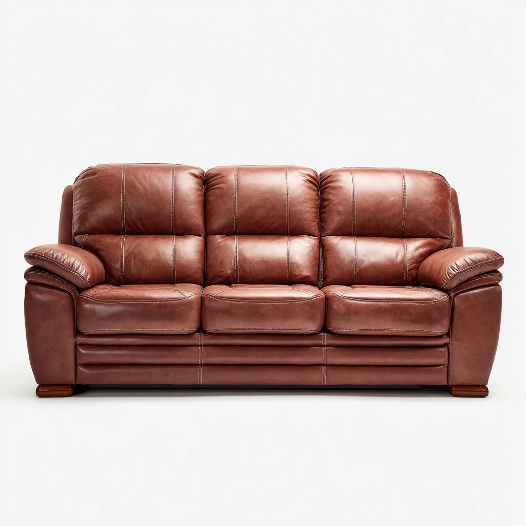 Divano lineare pelle-legno 205x95x100 cm - marrone - design imbottito-Padovae