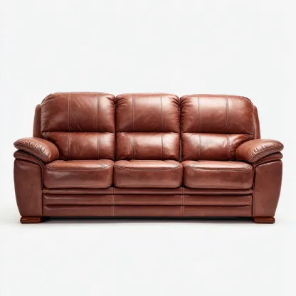 Divano lineare pelle-legno 205x95x100 cm - marrone - design imbottito-Padovae