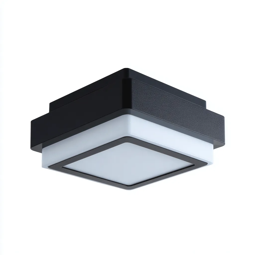 Lampada da soffitto metallo-vetro 22x22x10 cm nero-bianco - design moderno-Padovae