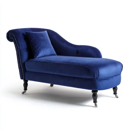 Chaise longue tappezzata velluto 178x77 cm - blu navy - stile classico-Padovae