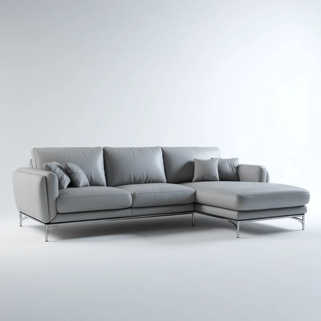 Divano angolare pelle-metallo 270x176x84 cm - grigio-argento - design moderno-Padovae