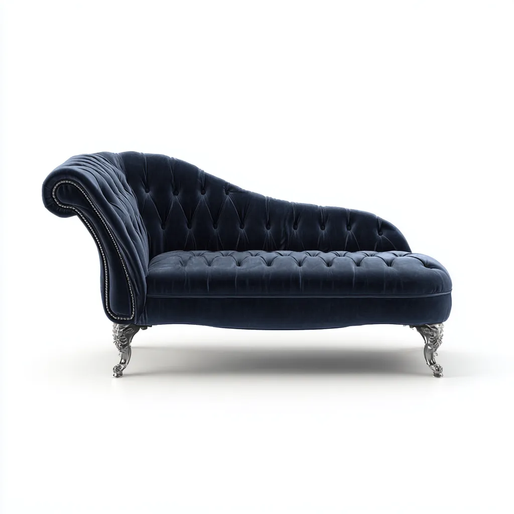Chaise longue tappezzata velluto 178x78 cm - blu navy - stile classico-Padovae