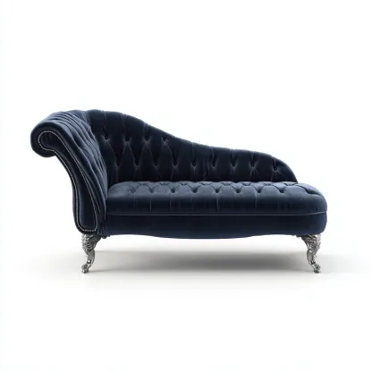 Chaise longue tappezzata velluto 178x78 cm - blu navy - stile classico-Padovae
