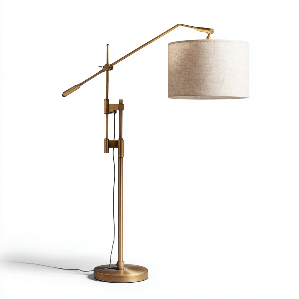 Lampada da terra in metallo e tessuto 40x40x160 cm - oro-beige - stile retrò-Padovae