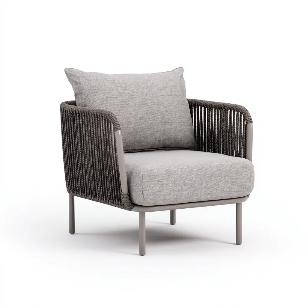 Sedia da giardino corda e metallo 80x75x85 cm - grigio-tortora - con cuscini-Padovae