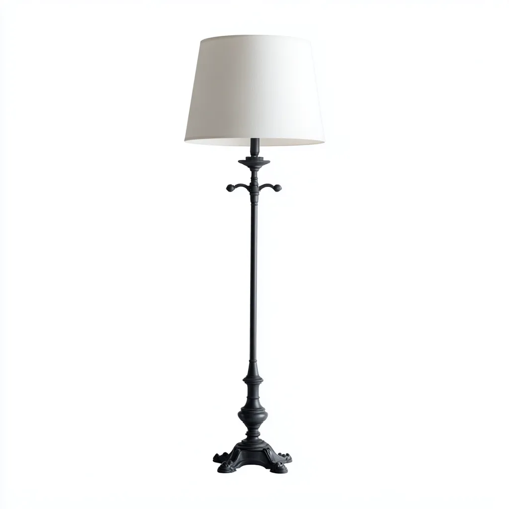 Lampada Da Terra In Metallo E Tessuto 35×35×165 Cm Nero-Bianco Per Soggiorno Stile Classico-Padovae