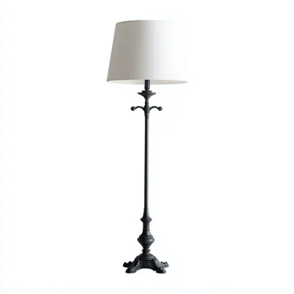 Lampada Da Terra In Metallo E Tessuto 35×35×165 Cm Nero-Bianco Per Soggiorno Stile Classico-Padovae