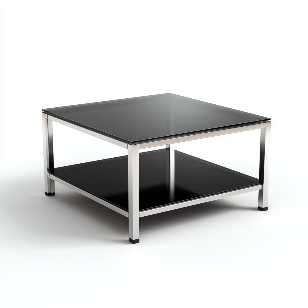 Tavolino da caffè - vetro temperato - metallo - 70x70x45 cm - nero - design moderno-Padovae