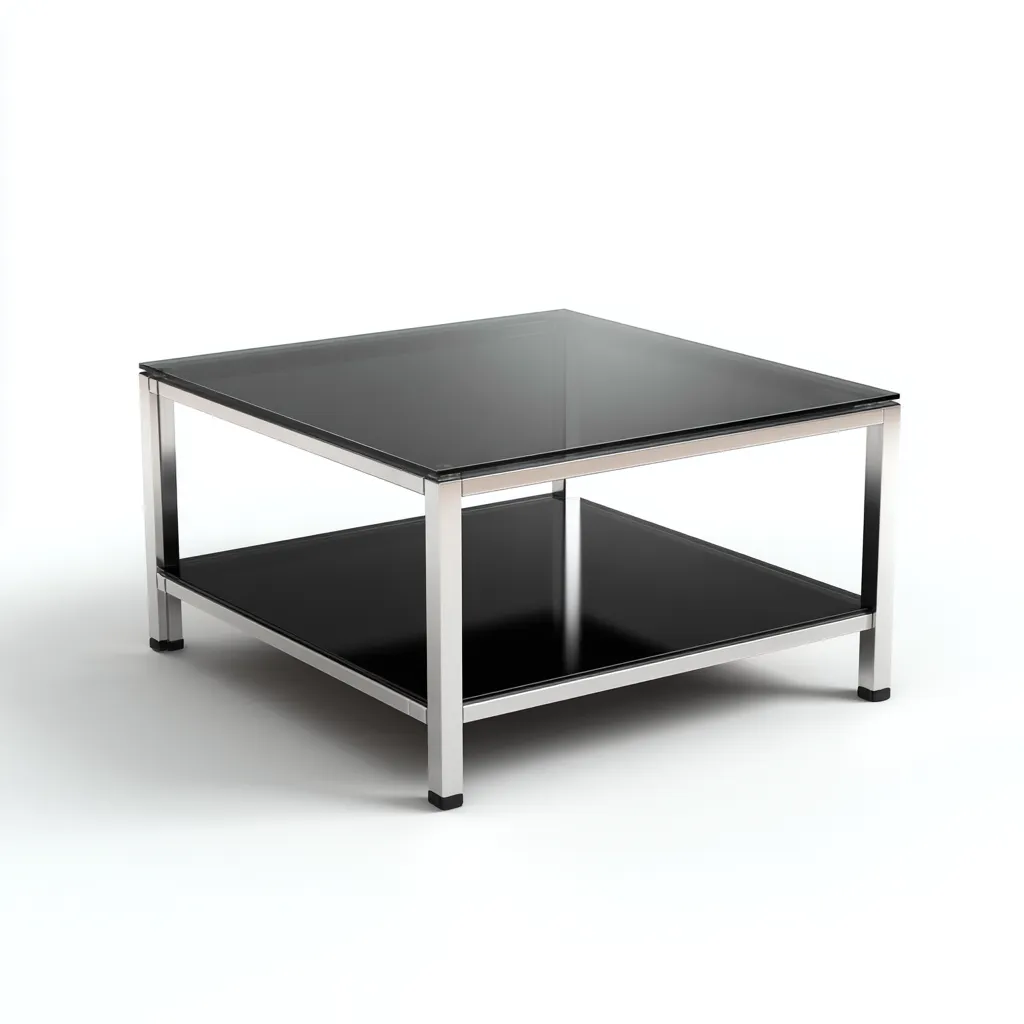 Tavolino da caffè - vetro temperato - metallo - 70x70x45 cm - nero - design moderno-Padovae