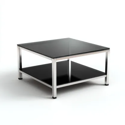 Tavolino da caffè - vetro temperato - metallo - 70x70x45 cm - nero - design moderno-Padovae