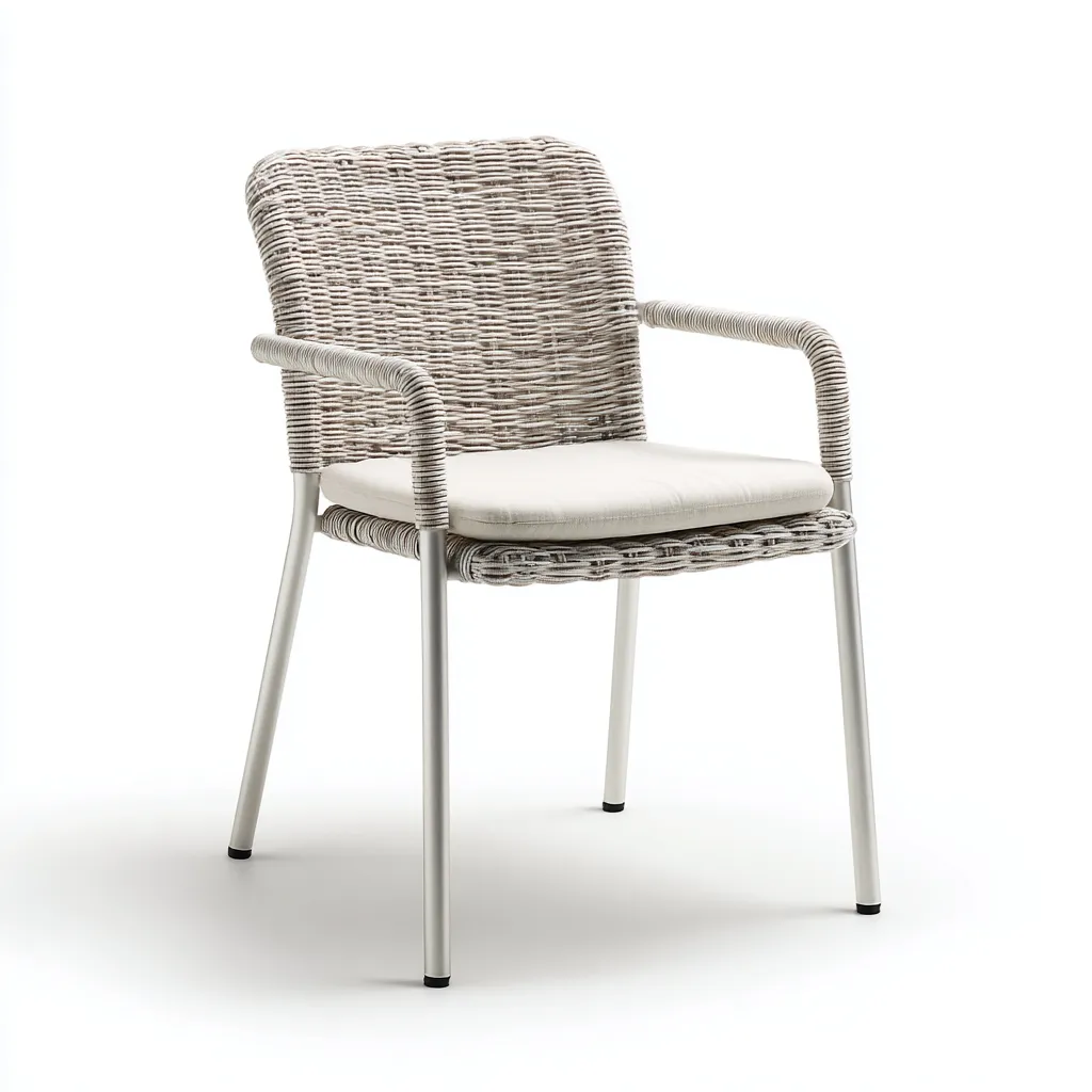 Sedia da giardino rattan-metallo 55x58x84 cm - bianco-beige - design con braccioli-Padovae