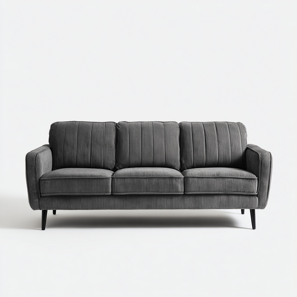 Divano lineare - rivestimento in velluto a coste 210x90x85 cm - grigio - stile moderno per soggiorno-Padovae