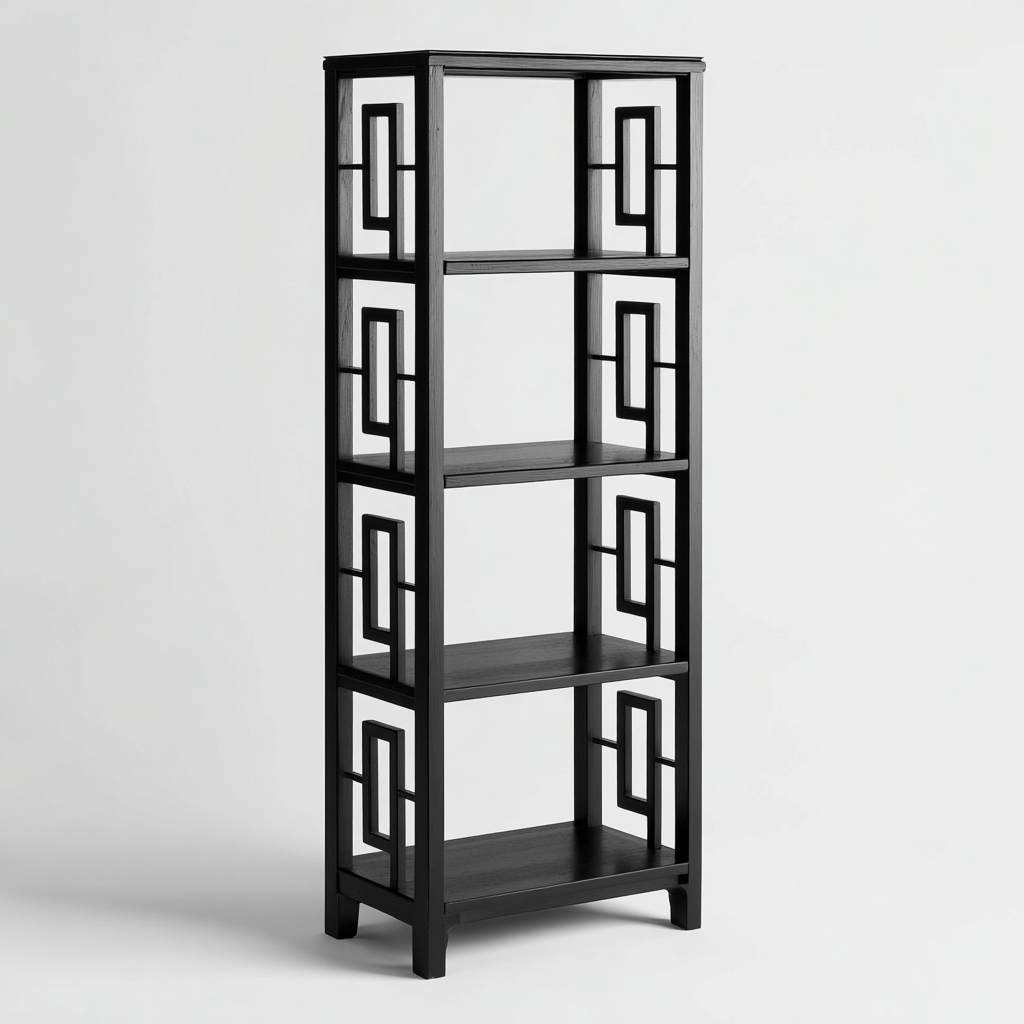 Libreria - legno 75x35x165 cm nero design orientale-Padovae