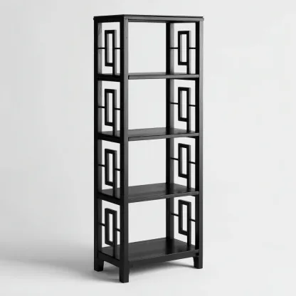 Libreria - legno 75x35x165 cm nero design orientale-Padovae