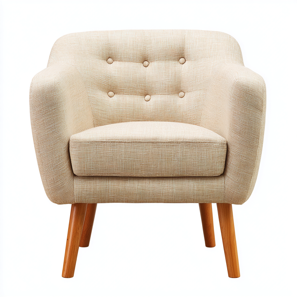 Poltrona imbottita in tessuto 71x69x79 cm beige - design scandinavo - per soggiorno-Padovae