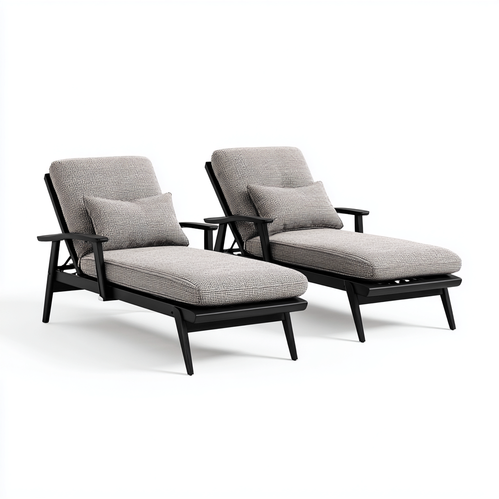 Lettini Da Sole Reclinabili – Struttura In Metallo – 188X67X94 Cm – Grigio-Nero – Design Ergonomico-Padovae