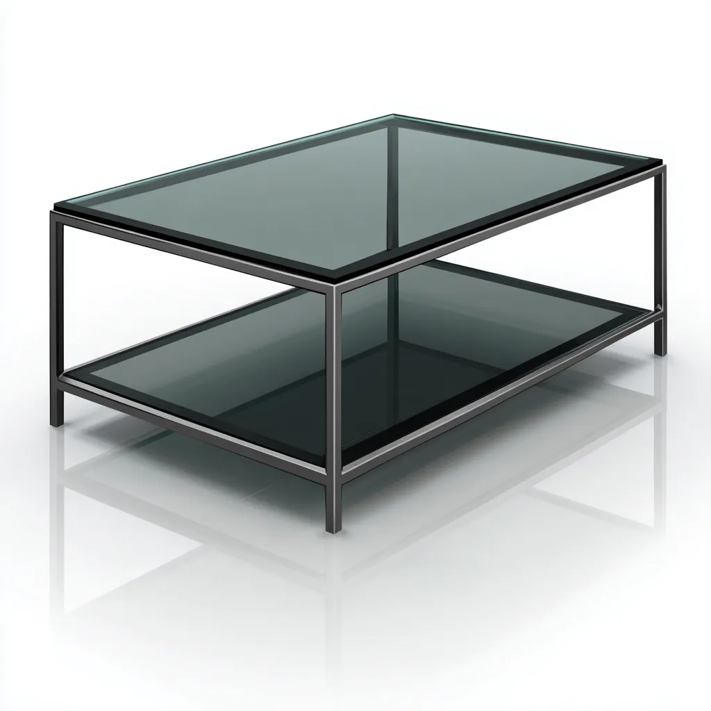 Tavolino da caffè - vetro temperato - metallo - 120x60x45 cm - nero - design moderno-Padovae