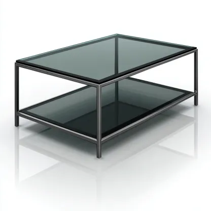 Tavolino da caffè - vetro temperato - metallo - 120x60x45 cm - nero - design moderno-Padovae