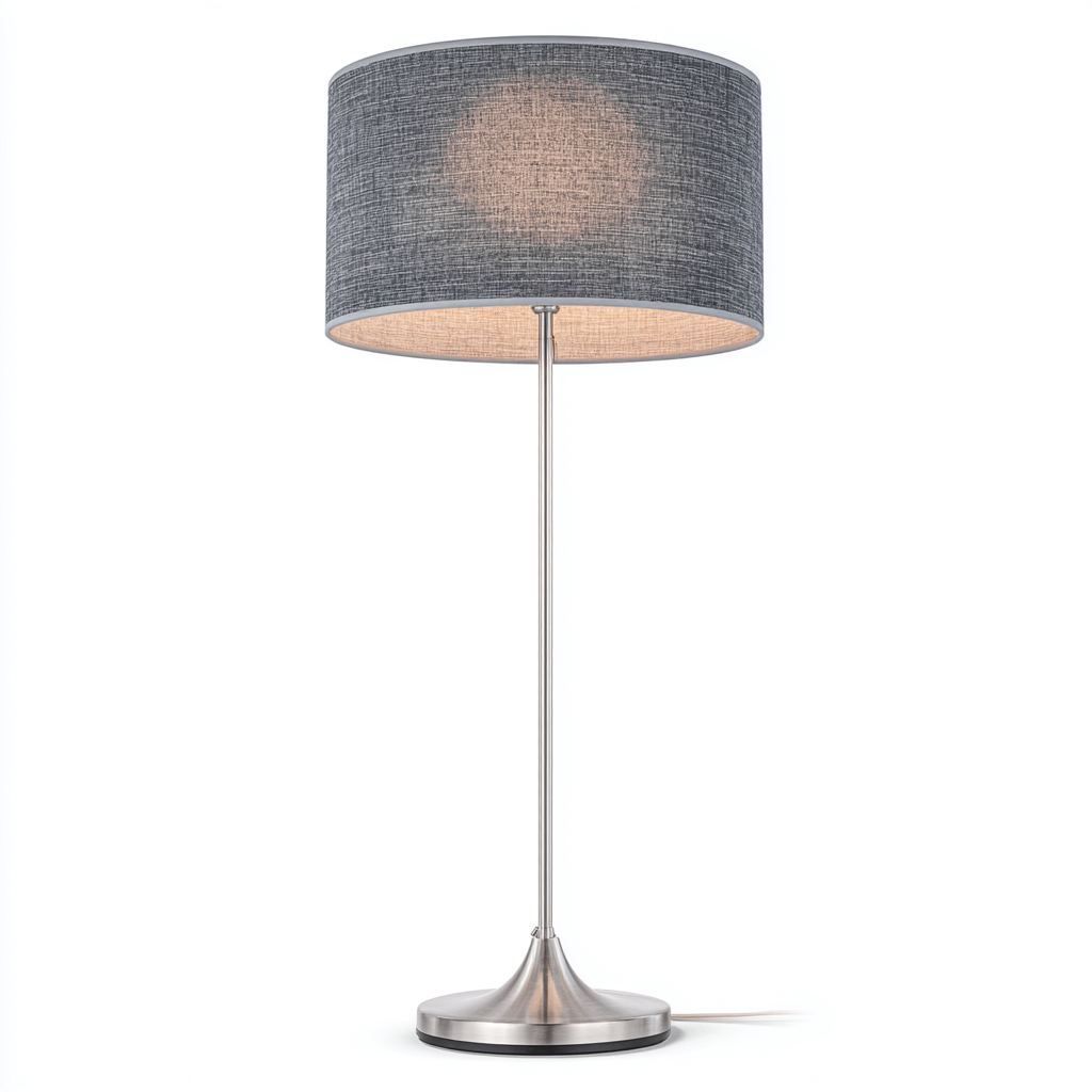 Lampada da terra metallo e tessuto - 30x30x150 cm - argento-grigio - design moderno-Padovae