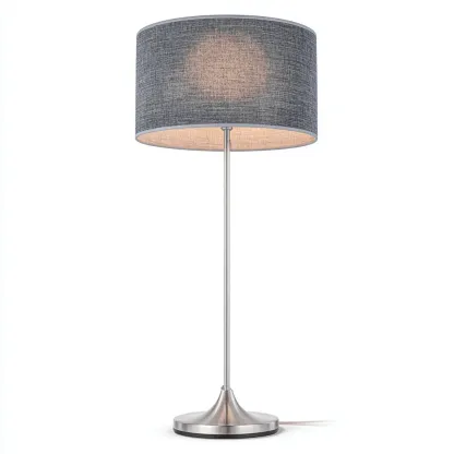 Lampada da terra metallo e tessuto - 30x30x150 cm - argento-grigio - design moderno-Padovae