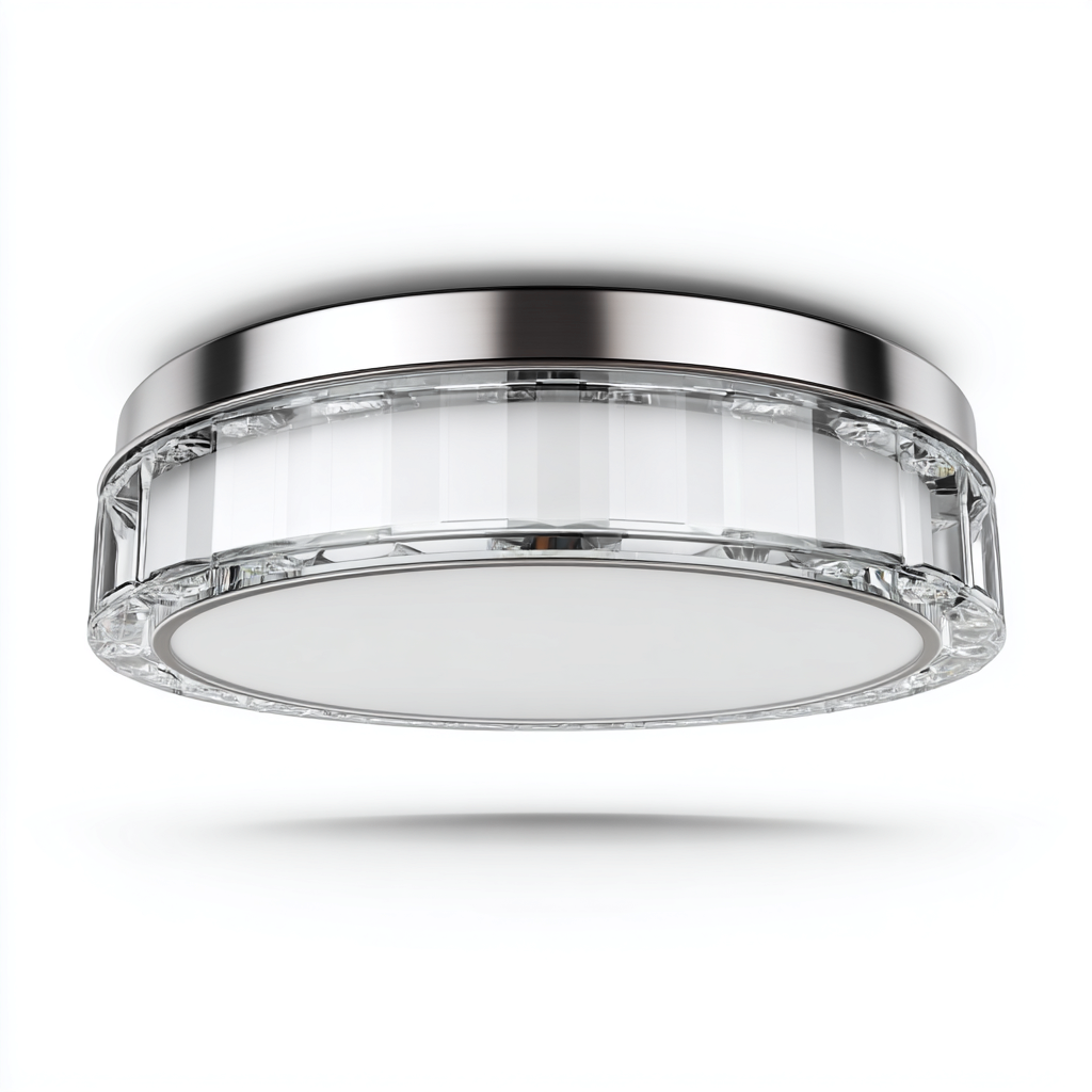 Lampada da soffitto metallo-vetro 32x32x8 cm argento-trasparente - design moderno contemporaneo-Padovae