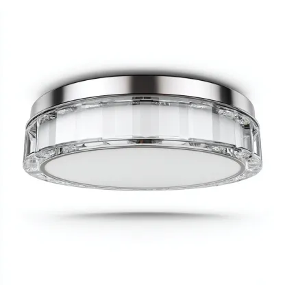 Lampada da soffitto metallo-vetro 32x32x8 cm argento-trasparente - design moderno contemporaneo-Padovae