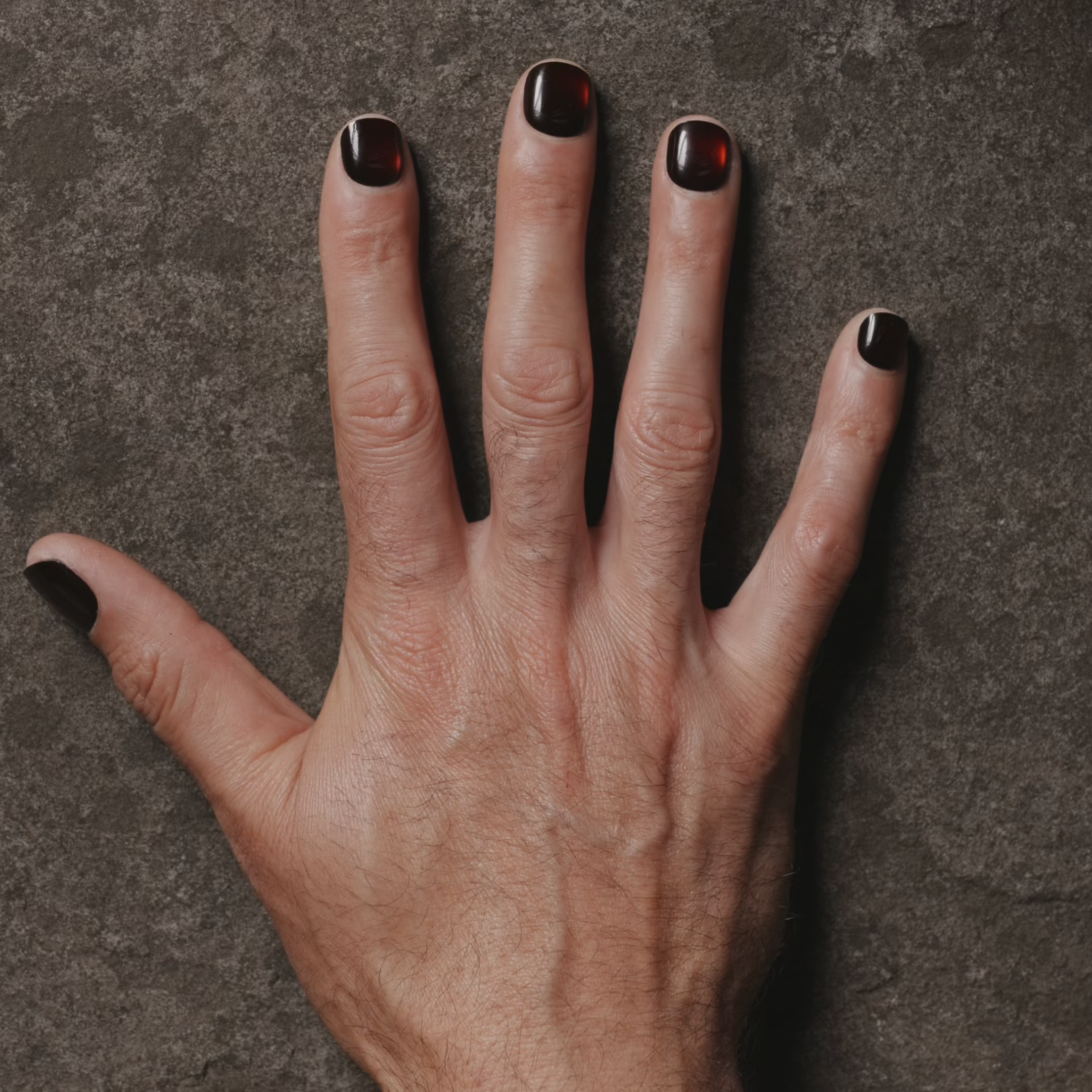 crimson press on nails with liquid metal gleam