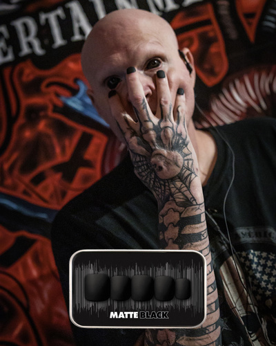 image of many in a spooky Halloween themed image showcasing men's press on nail set in matte black