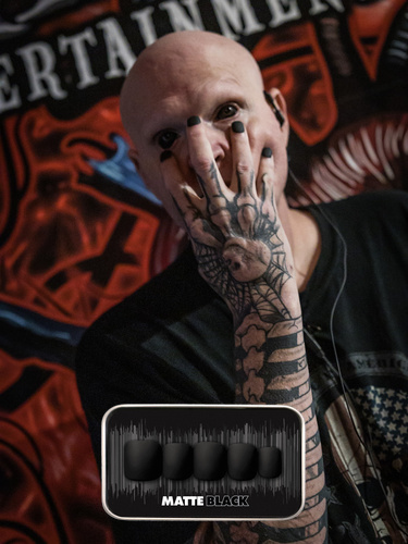 image of many in a spooky Halloween themed image showcasing men's press on nail set in matte black