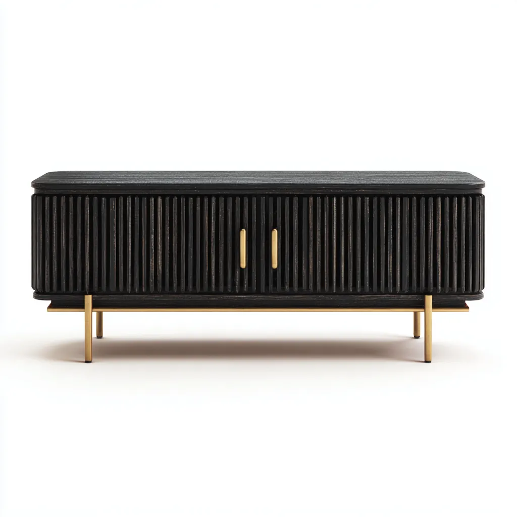 Meuble TV bois noir 150x40x55 cm - adapté au salon - style moderne-Styleixe