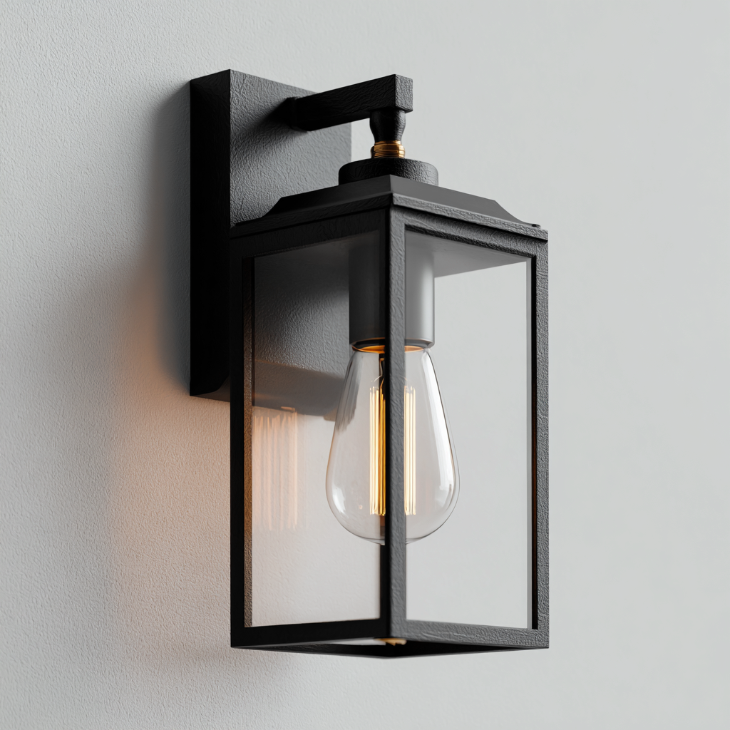 Applique murale - métal et verre - 15x12x28 cm - noir - pour intérieur et extérieur - design classique moderne-Styleixe