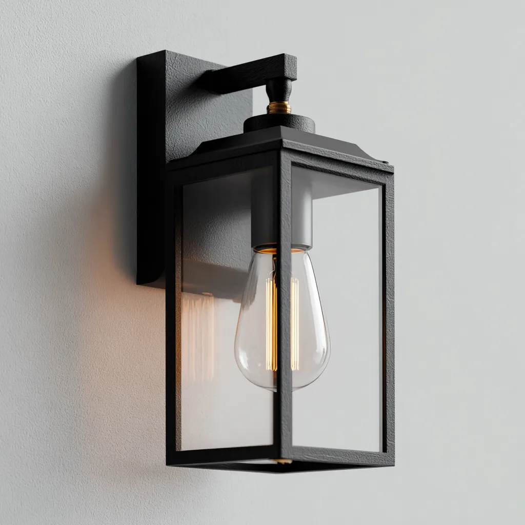 Applique murale - métal et verre - 15x12x28 cm - noir - pour intérieur et extérieur - design classique moderne-Styleixe