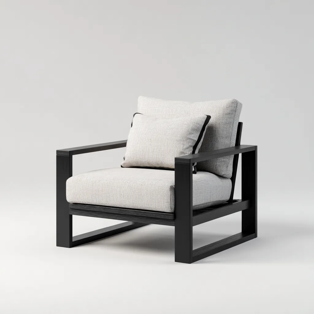 Fauteuil en tissu structure en bois 88x82x90 cm - gris clair - design moderne pour salon-Styleixe