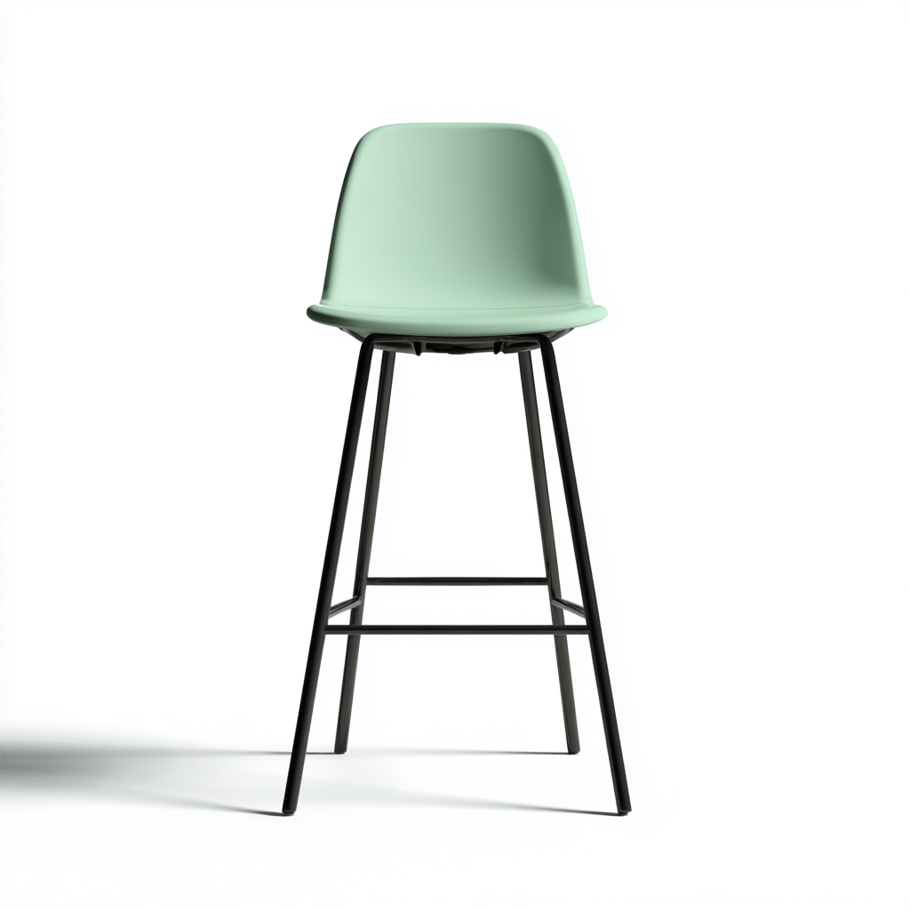 Tabouret de bar métal avec assise en plastique 45x45x95 cm - vert clair - noir - design moderne pour salle à manger-Styleixe