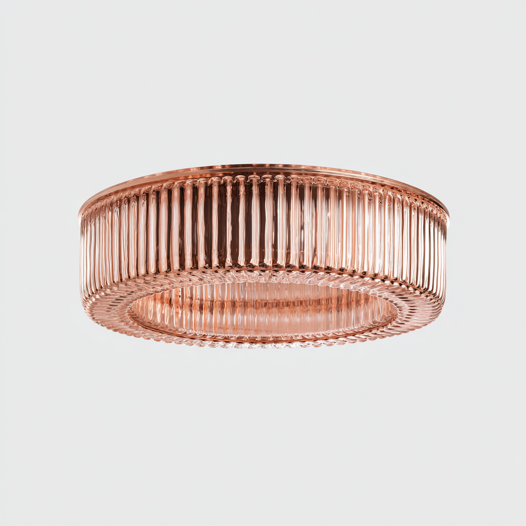 Plafonnier verre 36x36x12 cm rose or - style moderne pour intérieur-Styleixe