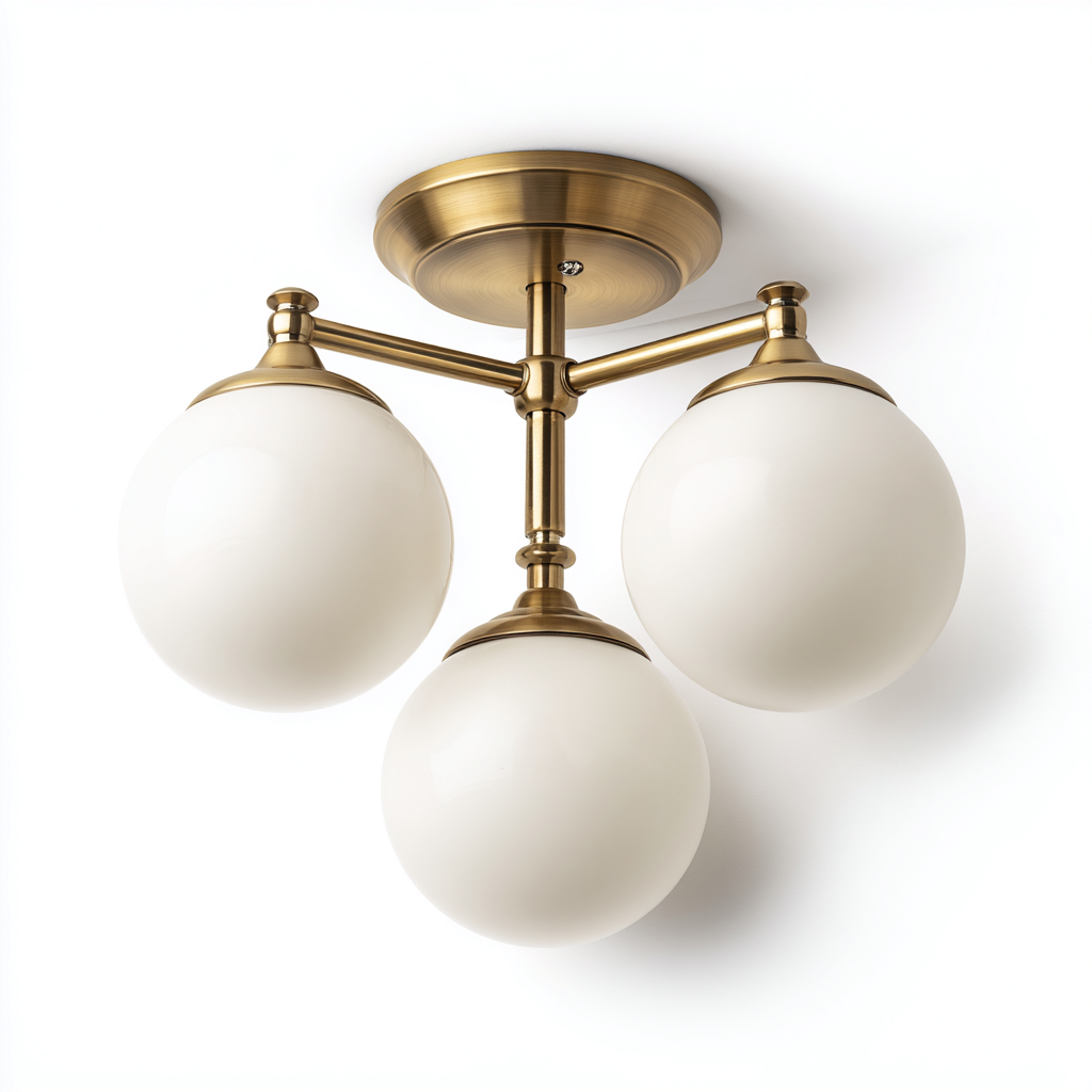 Plafonnier métal verre 38x38x32 cm laiton blanc - style moderne pour intérieur-Styleixe