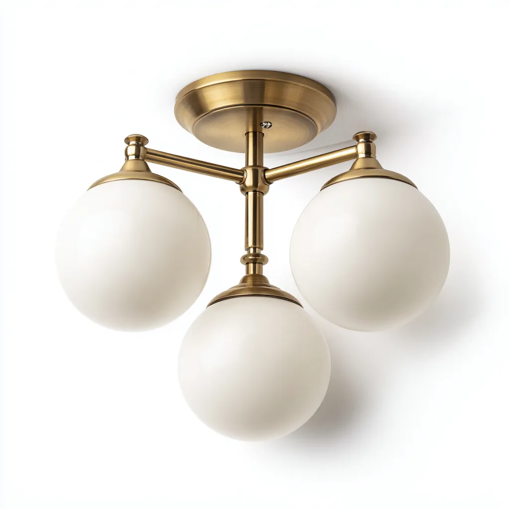 Plafonnier métal verre 38x38x32 cm laiton blanc - style moderne pour intérieur-Styleixe