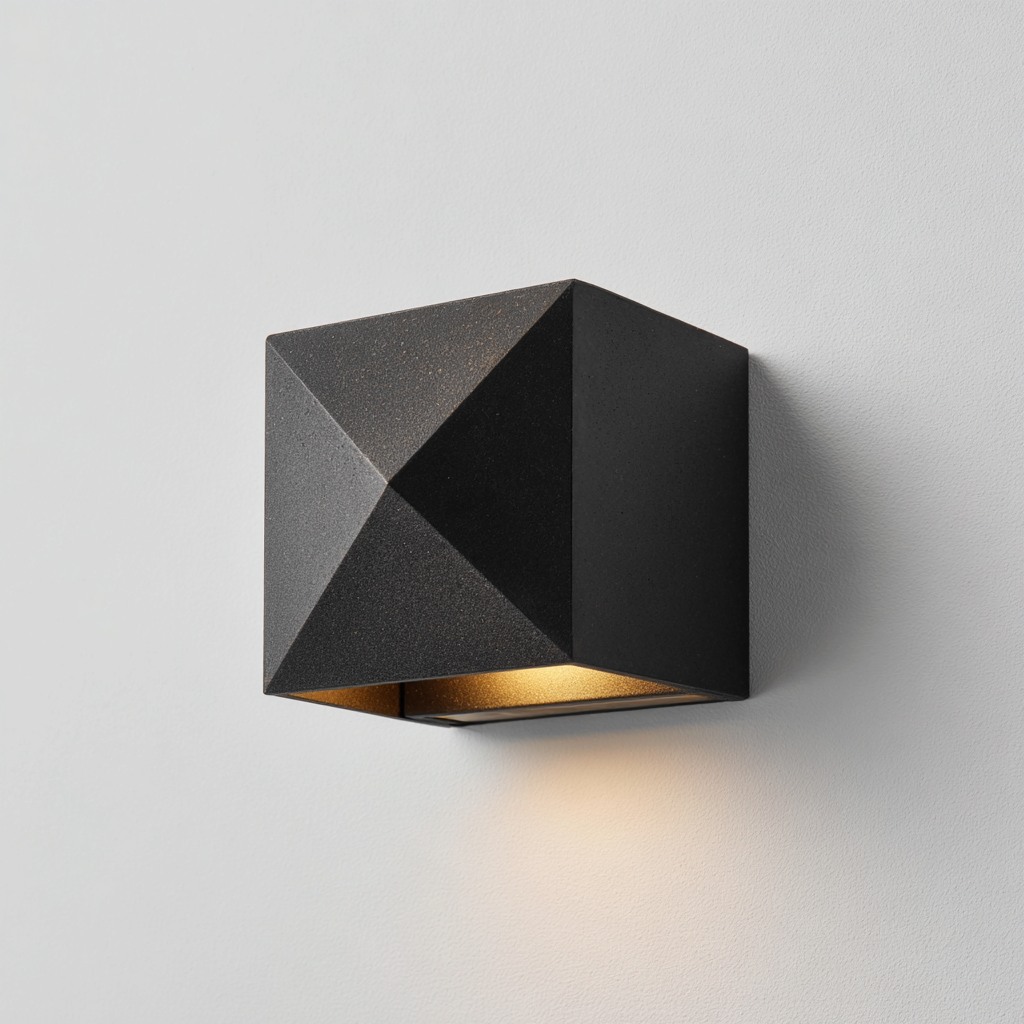 Applique murale - métal - 12x12x11 cm - noir - pour intérieur et extérieur - design moderne géométrique-Styleixe