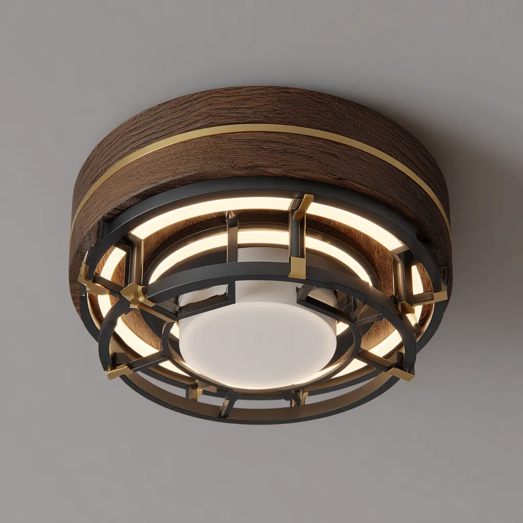 Plafonnier bois métal 32x32x16 cm  noir - blanc - style moderne pour intérieur-Styleixe