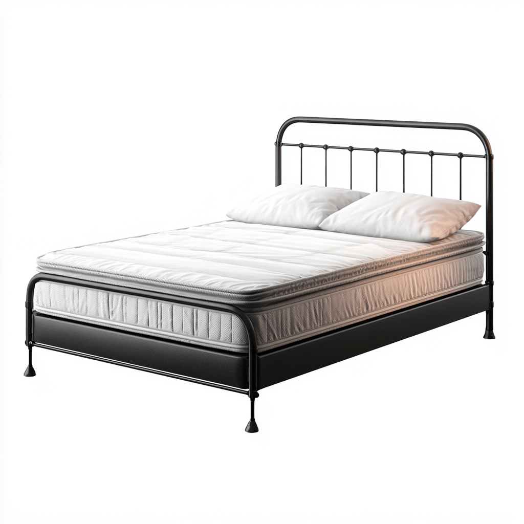 Lit double - métal - 200x180x105 cm - noir - style industriel - pour chambre-Styleixe