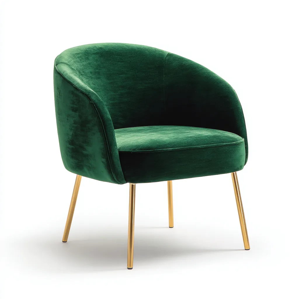 Fauteuil en velours pieds métalliques 72x68x82 cm - vert émeraude - design moderne pour salon-Styleixe