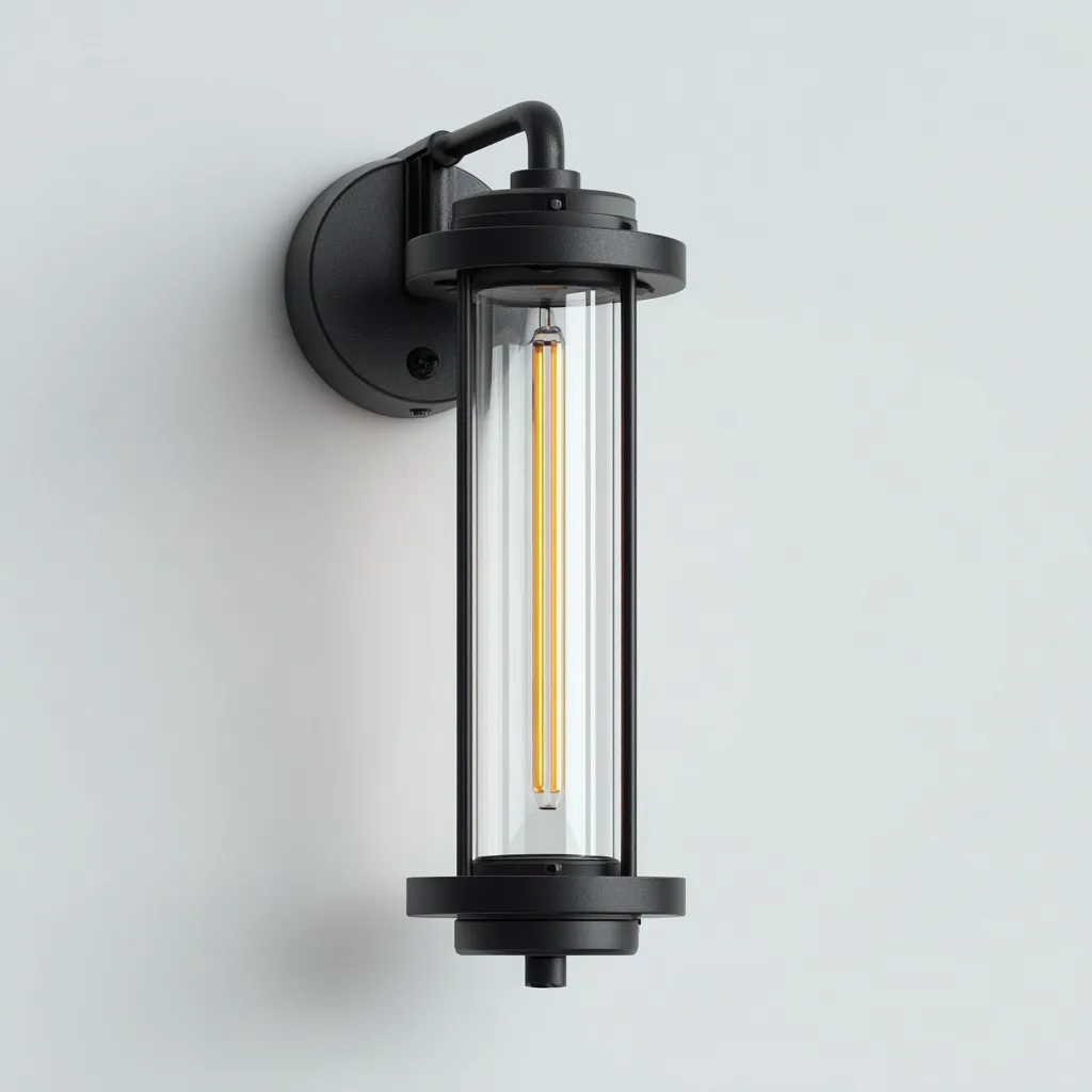 Applique murale - métal et verre - 12x10x28 cm - noir - pour intérieur et extérieur - design moderne-Styleixe