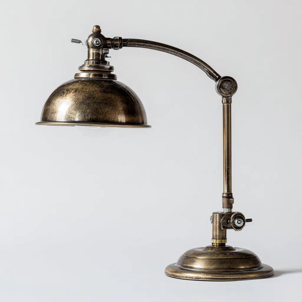 Lampe de table - métal - 28x16x42 cm - bronze vieilli - pour bureau - design industriel-Styleixe