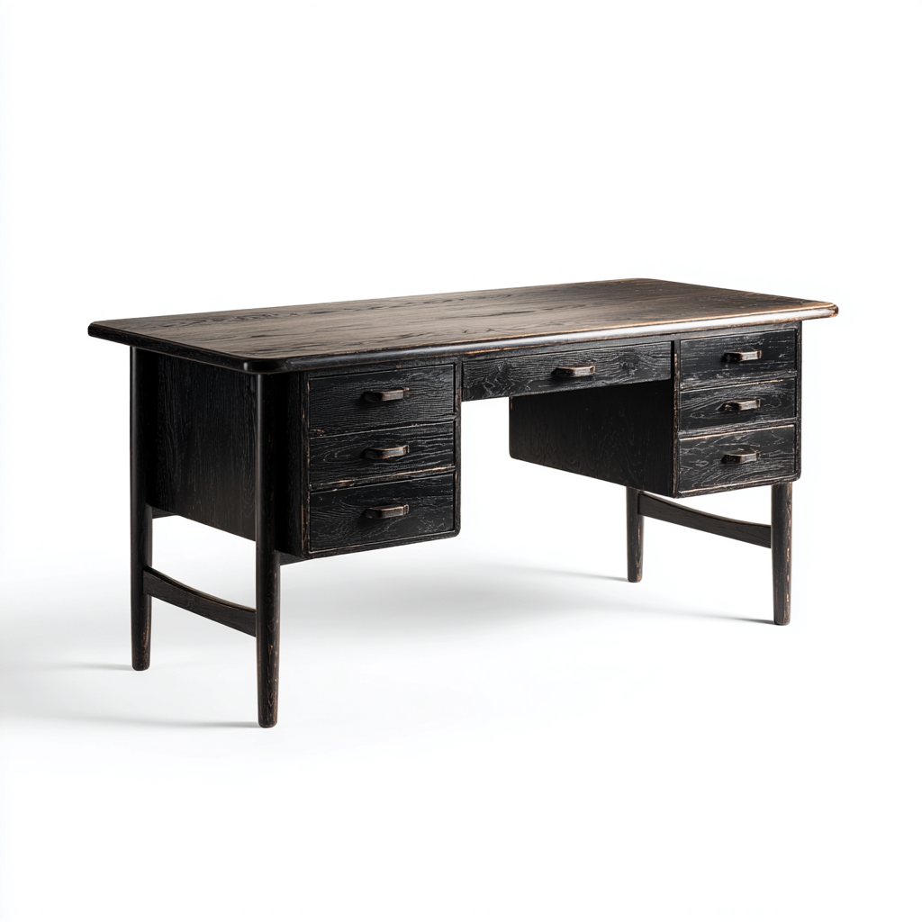 Bureau - bois - 150x70x75 cm - noir - pour bureau - design classique-Styleixe